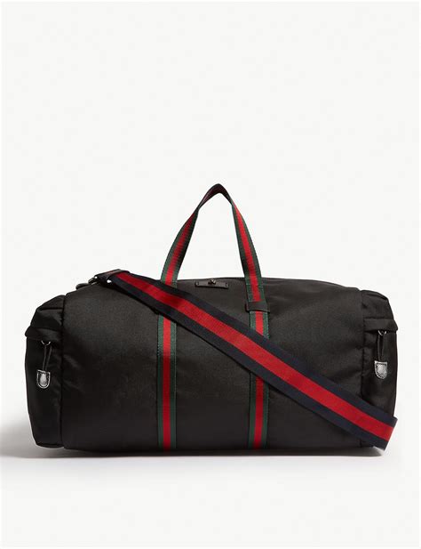 gucci black duffle|Gucci black canvas duffle bag.